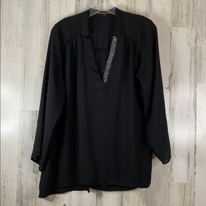 HeartSoul Black Sheer Chiffon Blouse Plus Size 1X